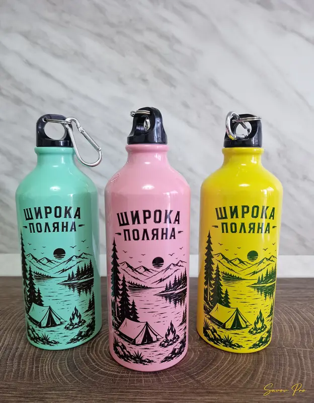 Алуминиеви бутилки Широка поляна в мента, розово и жълто